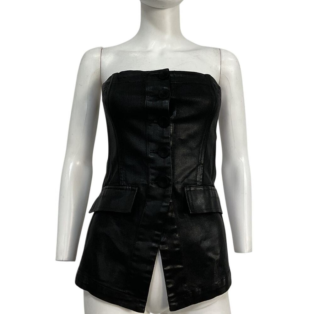 Favorite Daughter Sleek Black Phoebe Bustier Top Size 2 - Picture 2 of 5